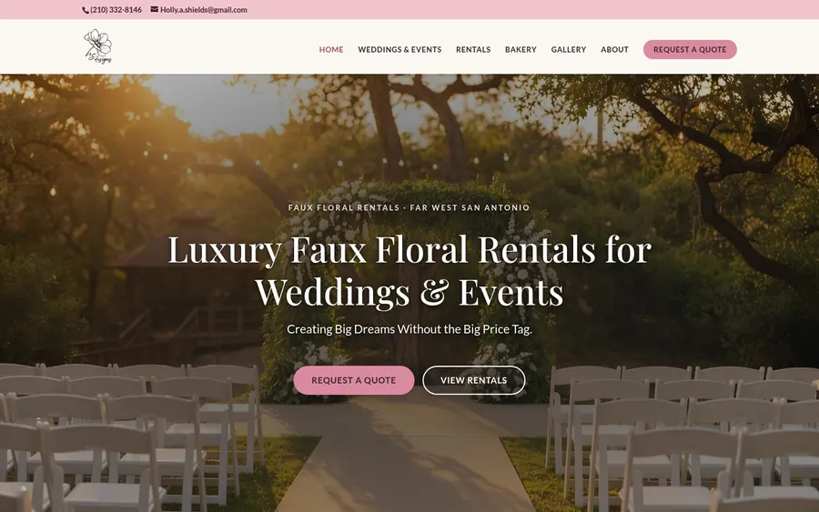 Home page of the H.S. Designs Floral and Bakery website